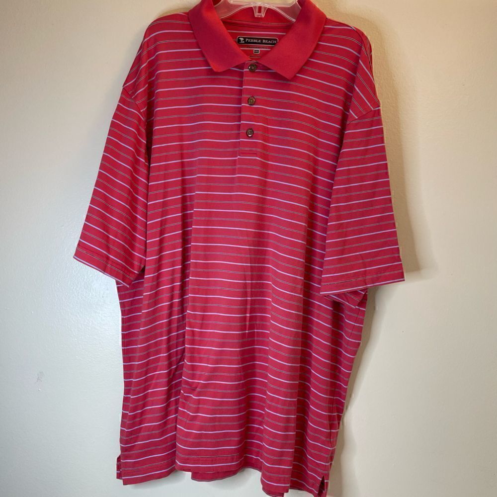 Pebble Beach| Mens 2XLarge | striped| Pima Cotton | Golf polo